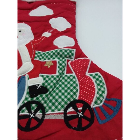 Pottery Barn Kids elodie Christmas Stocking Santa Train Holiday Xmas Quilted Red - Picture 5 of 11